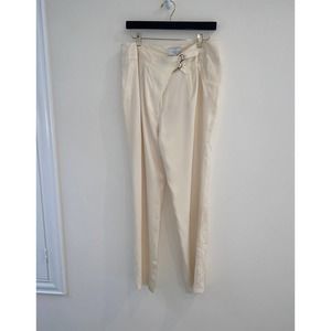 ADAM Adam Lippes Women's Ivory Silk Pants Crossover Taper NWT Size 10
